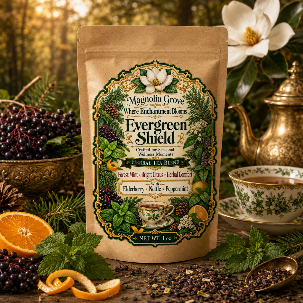 Evergreen Shield rich botanical product scene