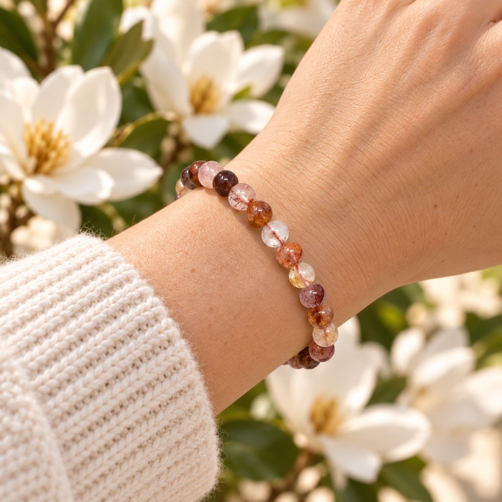 Fire Quartz 8mm stretch bracelet – wrist