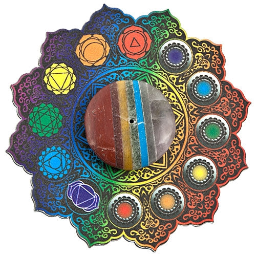 Seven Chakra Incense Stick Burner – 4"D – Sold Individually — view 3