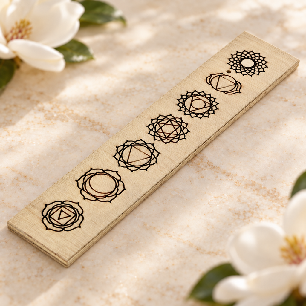 Seven Chakra Wooden Incense Stick Holder – 10 Inch