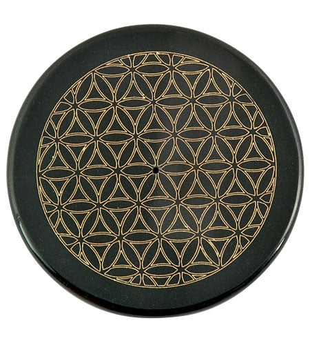 Flower of Life in Gold Incense Stick Burner/Altar Tile – 3"D – Sold Individually — view 3
