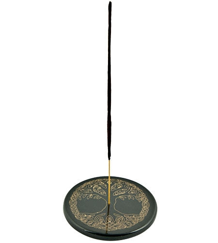 Tree of Life in Gold Incense Stick Burner/Altar Tile – 3"D – Sold Individually — view 2