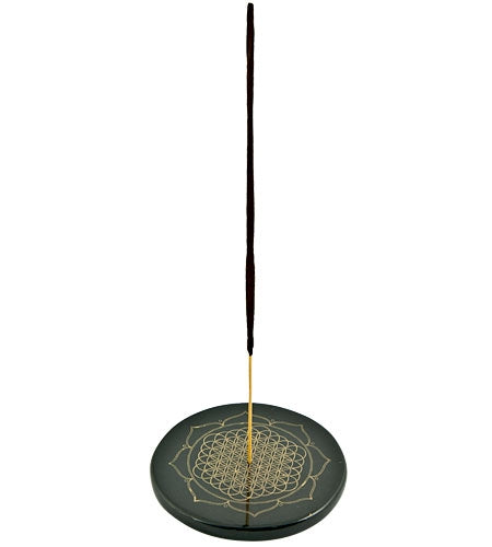 Lotus Flower of Life in Gold Incense Stick Burner/Altar Tile – 3"D – Sold Individually — view 2