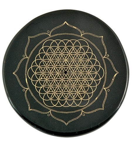 Lotus Flower of Life in Gold Incense Stick Burner/Altar Tile – 3"D – Sold Individually — view 3