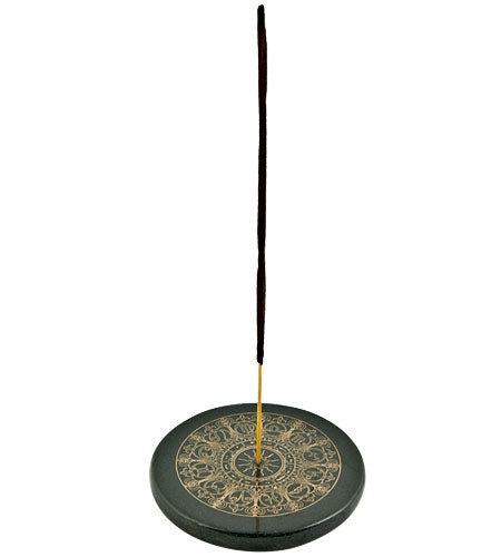 Zodiac Sign in Gold Incense Stick Burner/Altar Tile – 3"D – Sold Individually — view 2