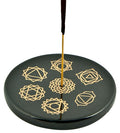 Seven Chakra in Gold Incense Stick Burner/Altar Tile – 3"D – Sold Individually — view 1
