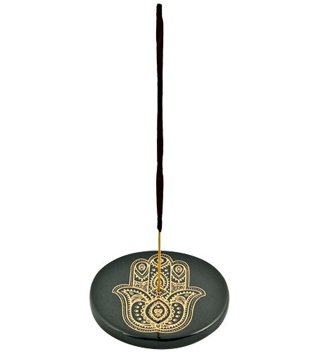 Hamsa Hand in Gold Incense Stick Burner/Altar Tile – 3"D – Sold Individually — view 2