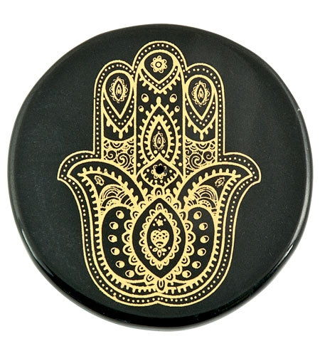 Hamsa Hand in Gold Incense Stick Burner/Altar Tile – 3"D – Sold Individually — view 3