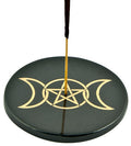 Triple Moon in Gold Incense Stick Burner/Altar Tile – 3"D – Sold Individually — view 1