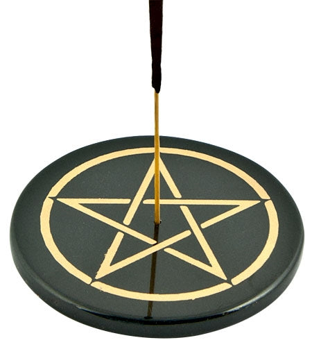 Pentacle in Gold Incense Stick Burner/Altar Tile – 3"D – Sold Individually — view 1
