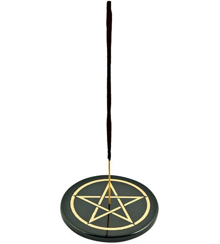 Pentacle in Gold Incense Stick Burner/Altar Tile – 3"D – Sold Individually — view 2