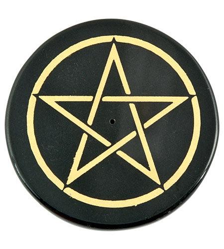 Pentacle in Gold Incense Stick Burner/Altar Tile – 3"D – Sold Individually — view 3