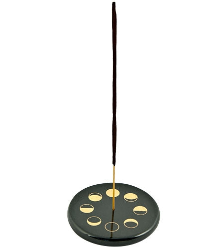 Moon Phase in Gold Incense Stick Burner/Altar Tile – 3"D – Sold Individually — view 2