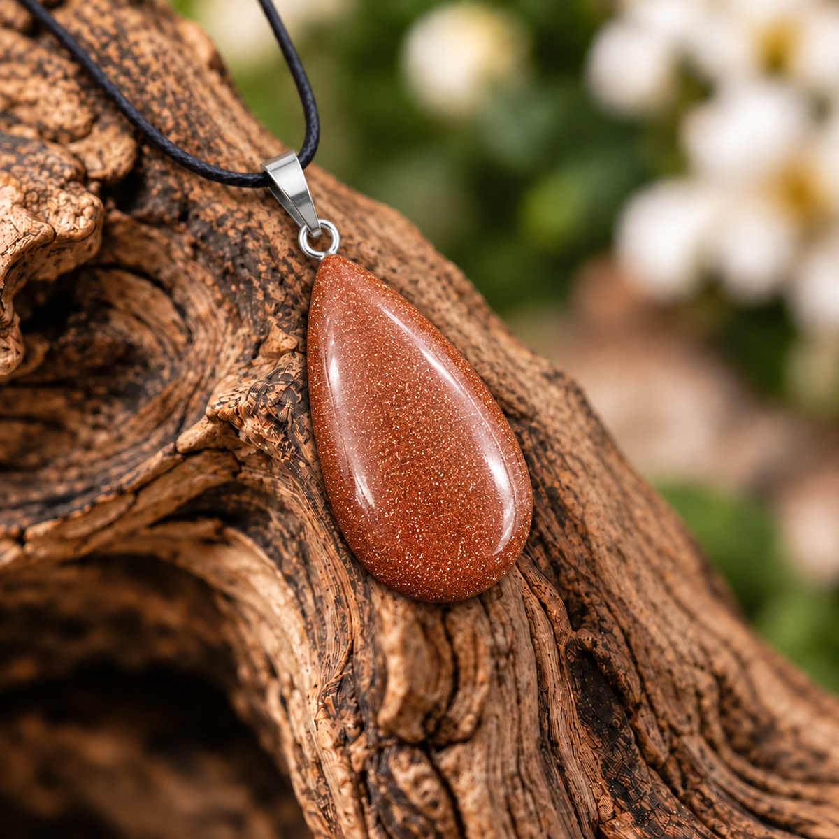 Gold Sand drop pendant — closeup