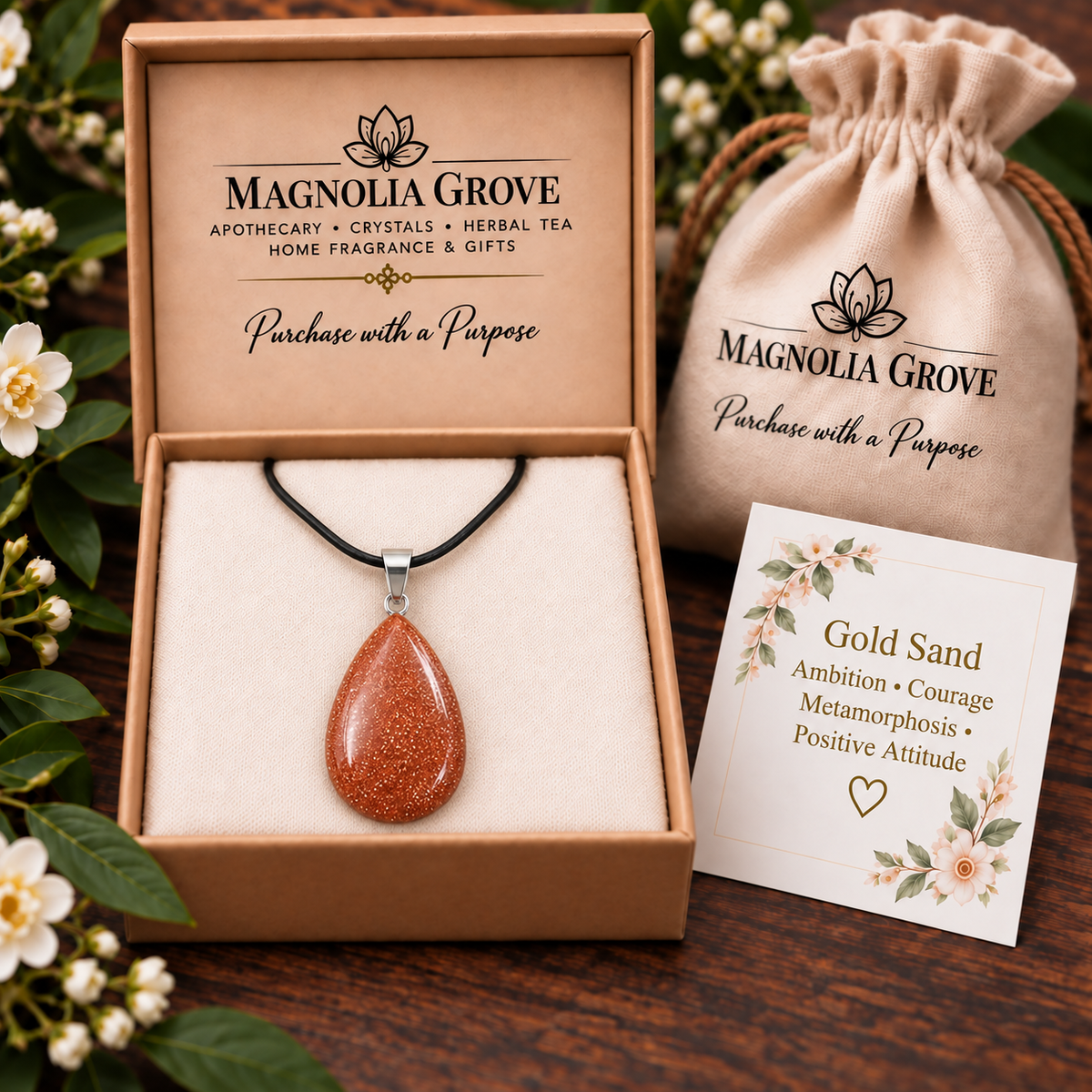 Gold Sand drop pendant — gift
