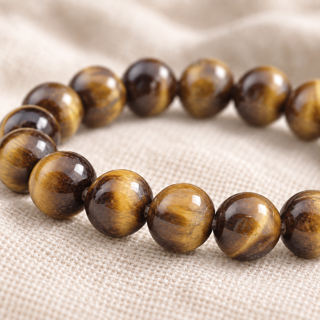 Gold Tiger Eye 8mm stretch bracelet macro