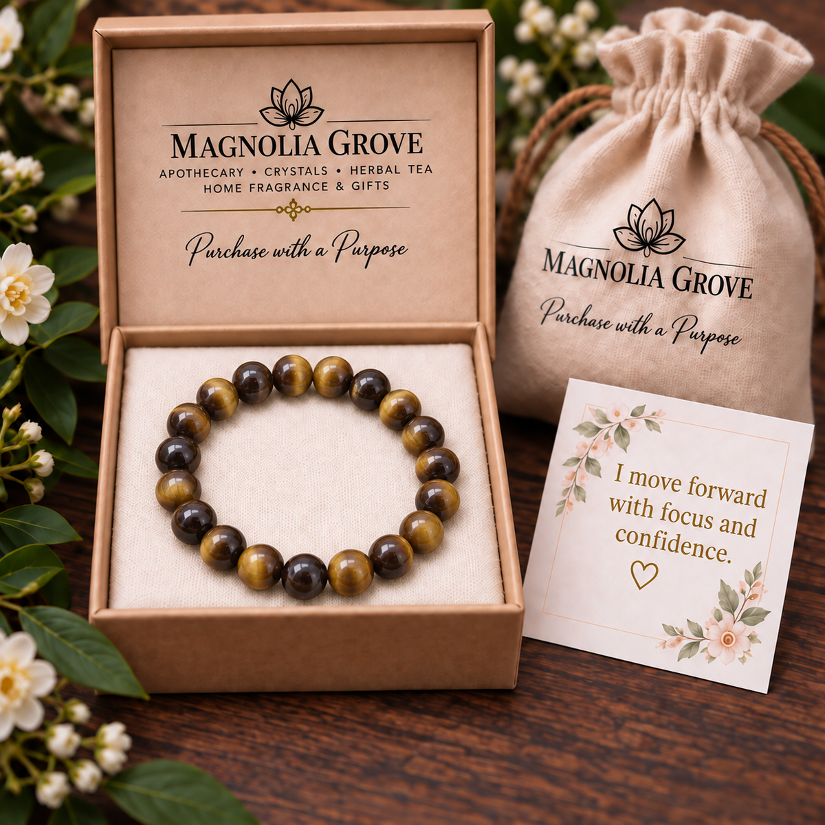 Gold Tiger Eye 8mm stretch bracelet gift