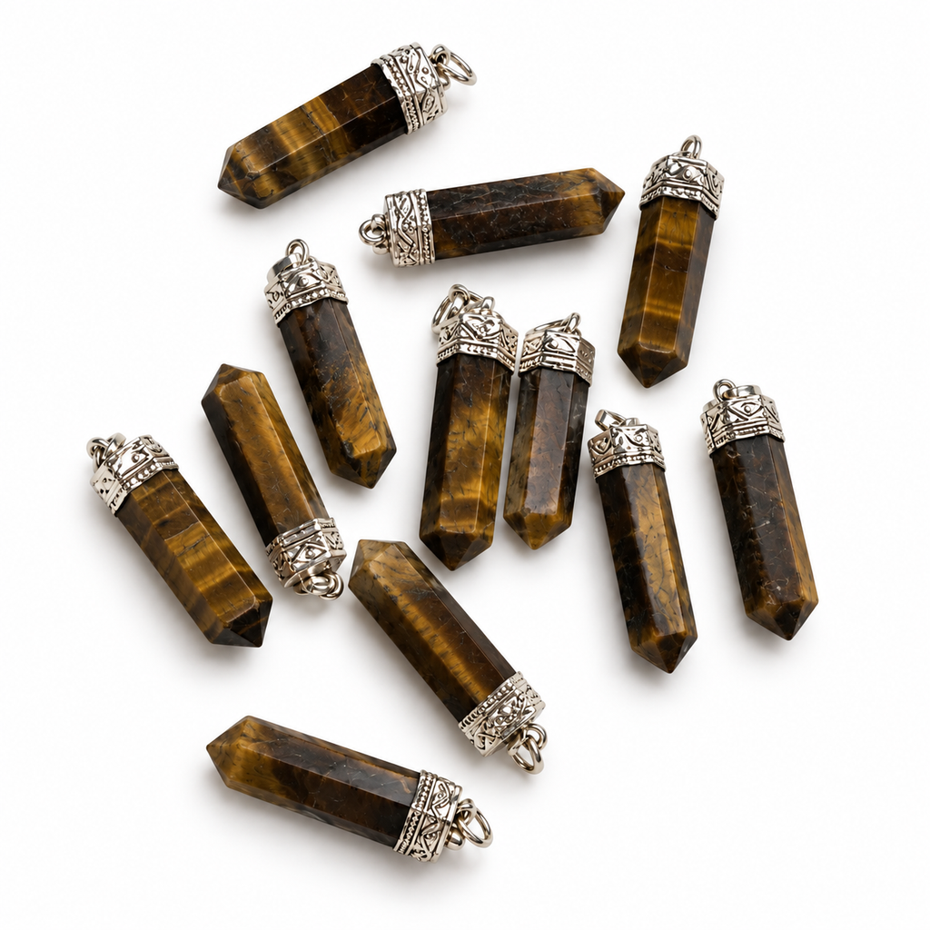 Gold Tiger Eye pencil pendant — color and pattern variations