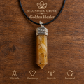 Golden Healer pencil pendant — main branded image