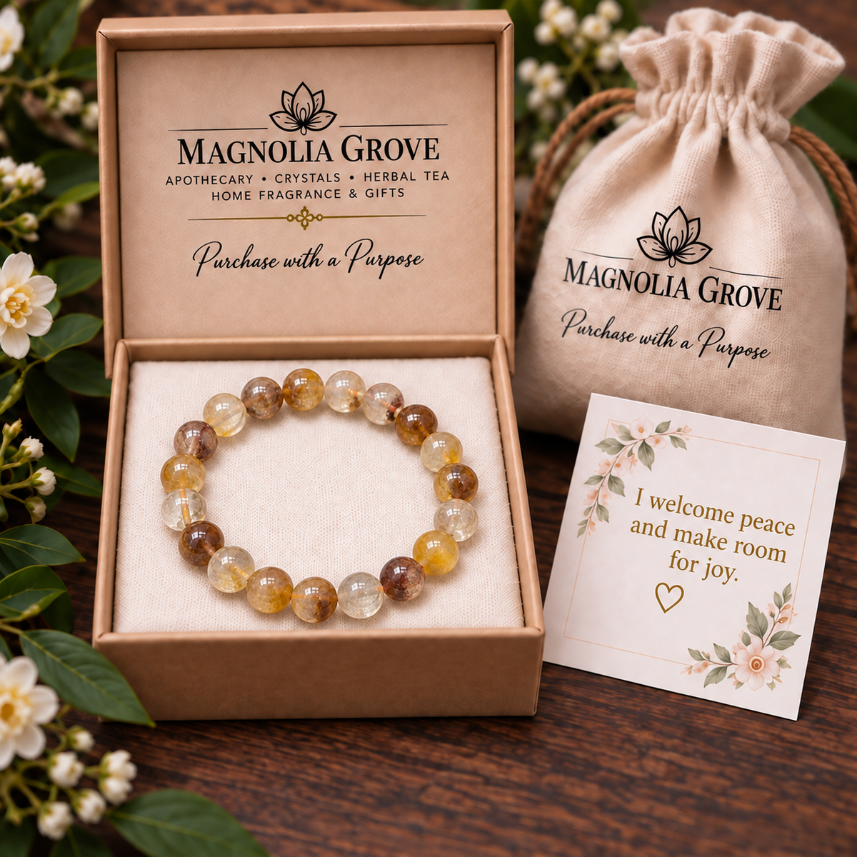 Golden Healer Quartz 8mm stretch bracelet gift