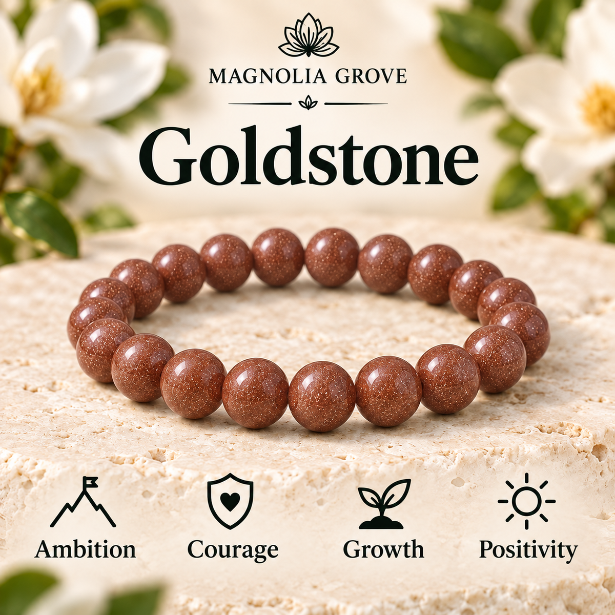 Goldstone 8mm stretch bracelet hero