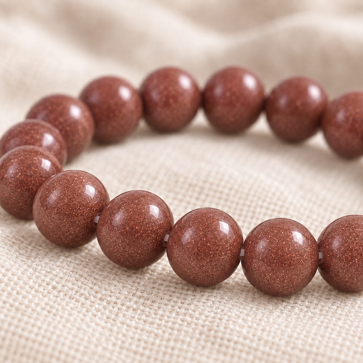 Goldstone 8mm stretch bracelet macro
