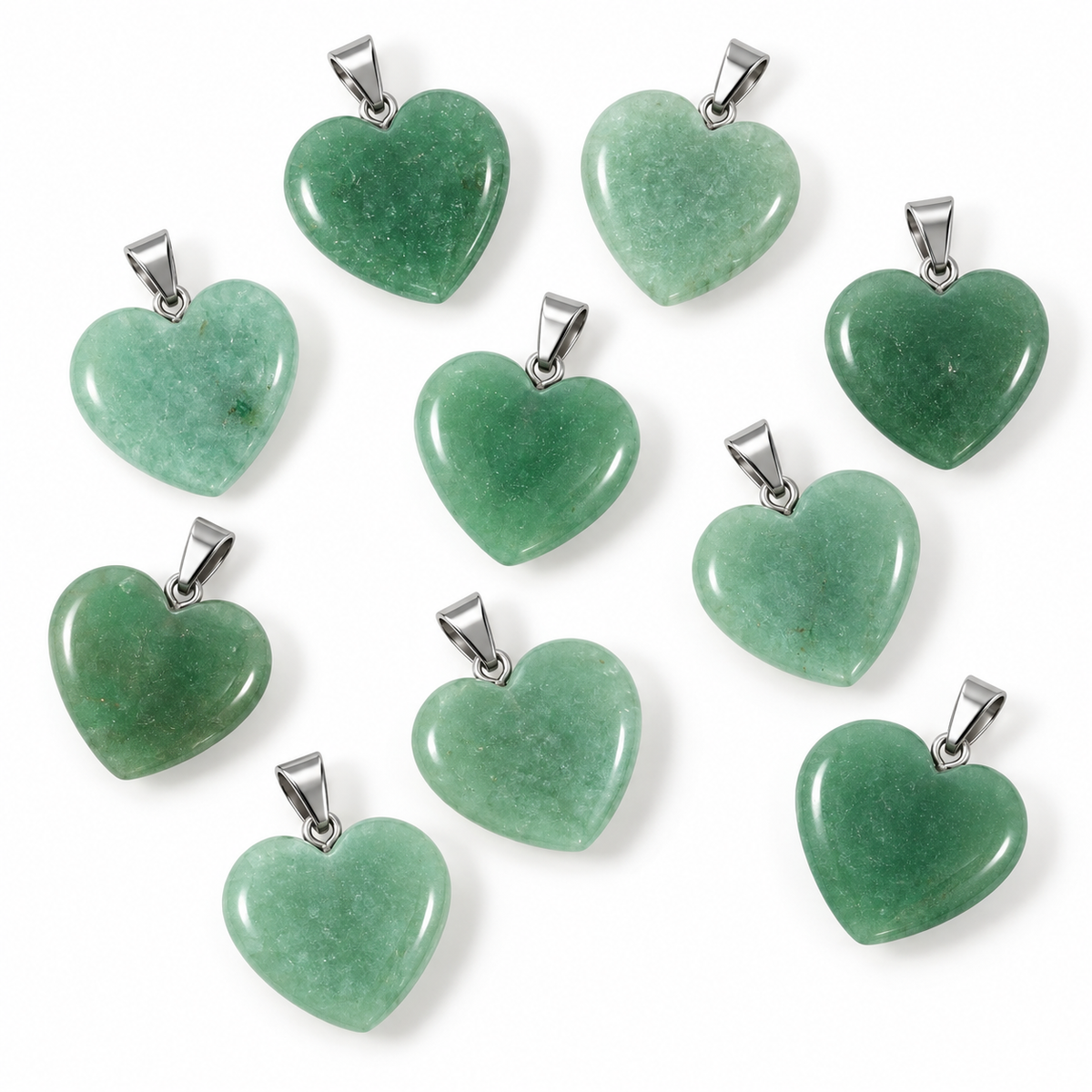 Green Aventurine Heart Pendant — Stone variations