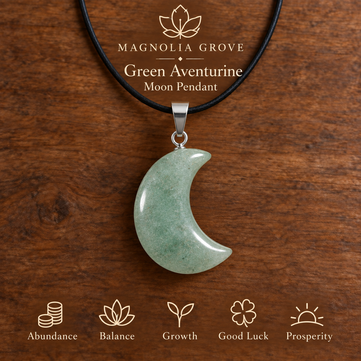 Green Aventurine Moon Pendant — Main image