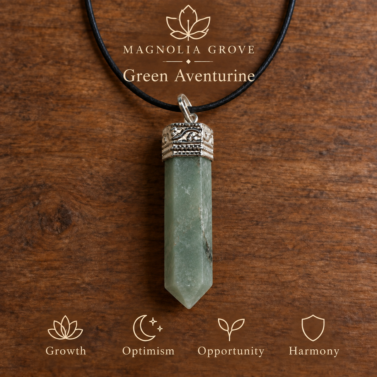 Green Aventurine pencil pendant — main branded image