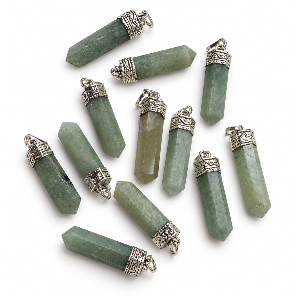 Green Aventurine pencil pendant — color and pattern variations