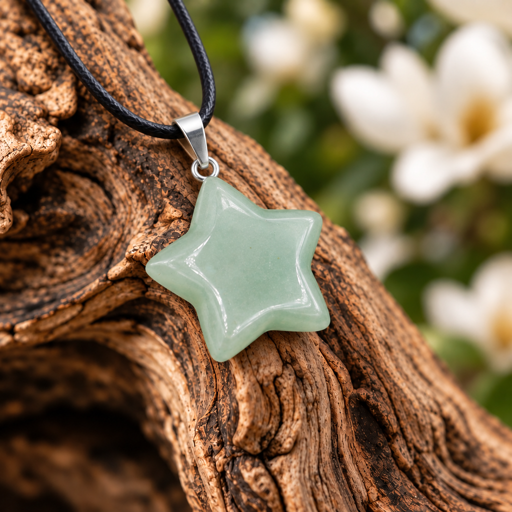 Green Aventurine Star Pendant — Close-up