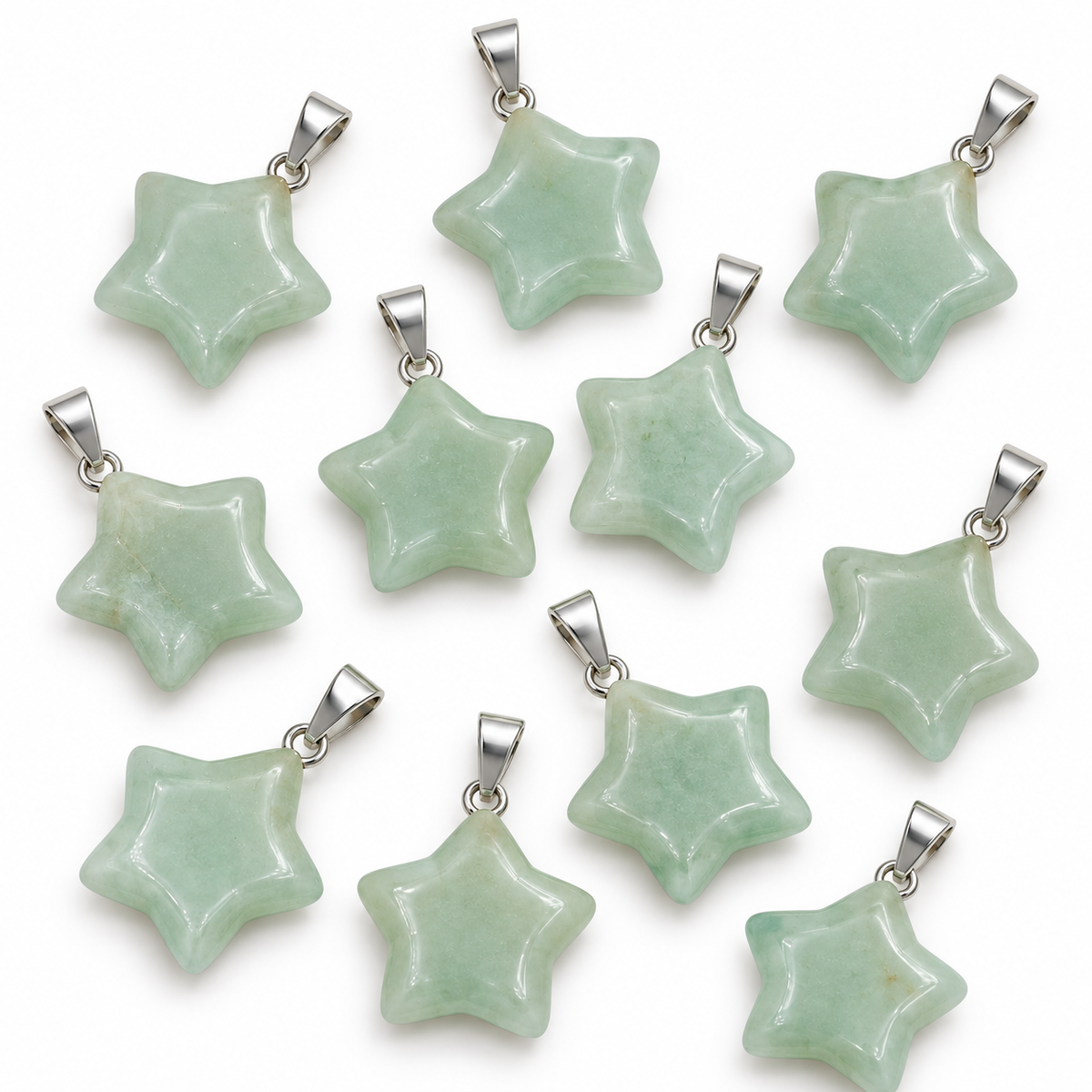Green Aventurine Star Pendant — Stone variations