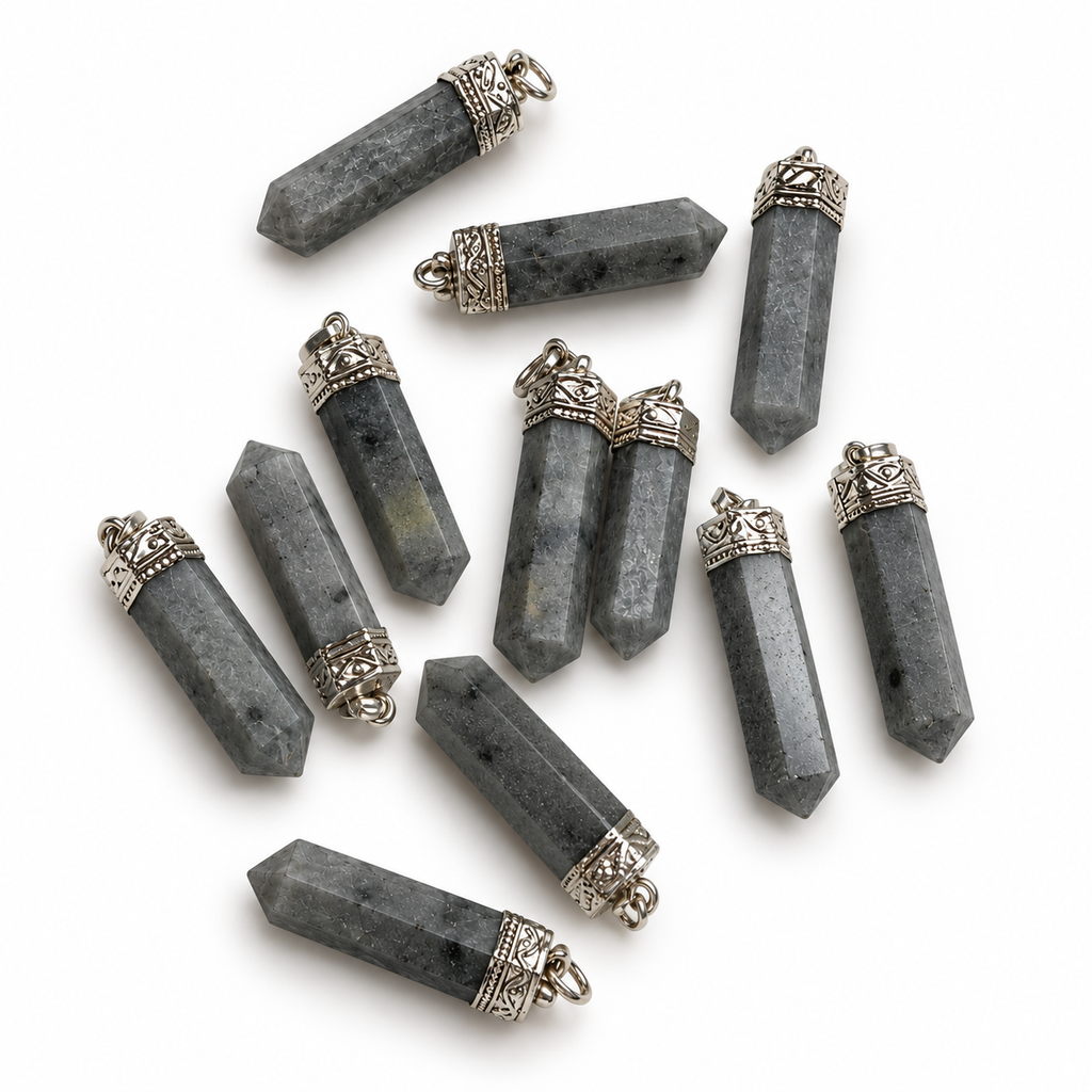 Grey Aventurine pencil pendant — color and pattern variations