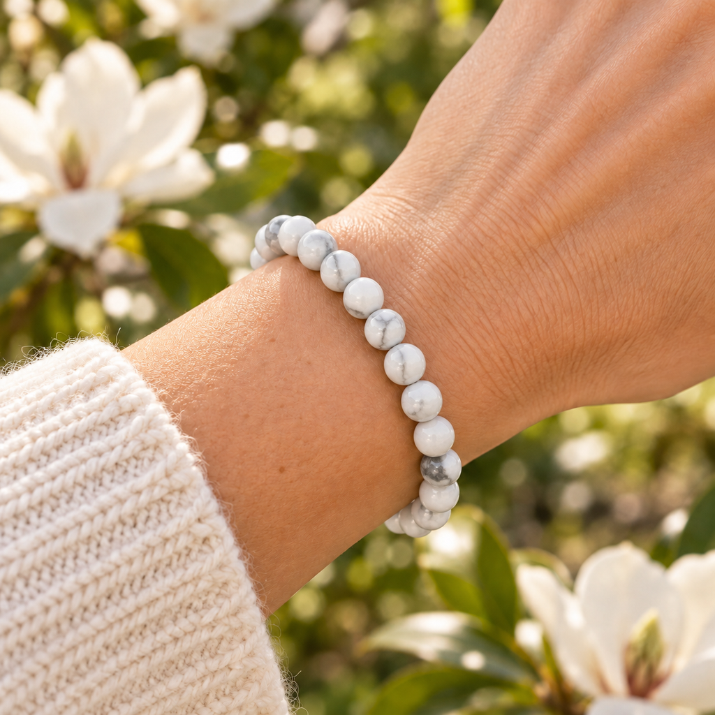 Howlite 8mm stretch bracelet wrist