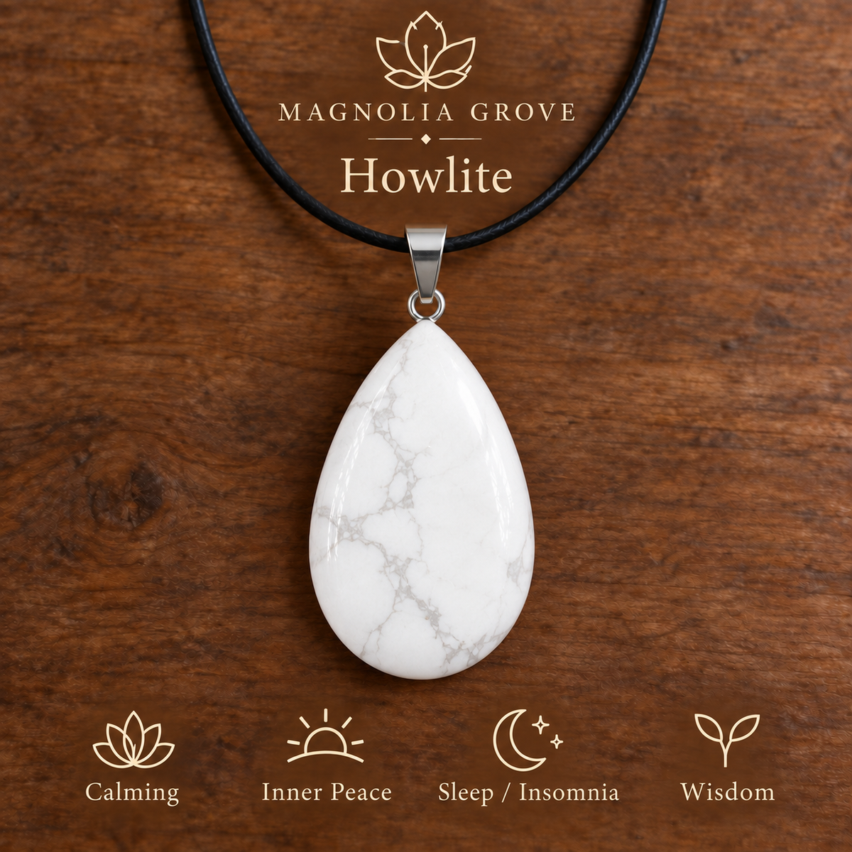 Howlite drop pendant — main