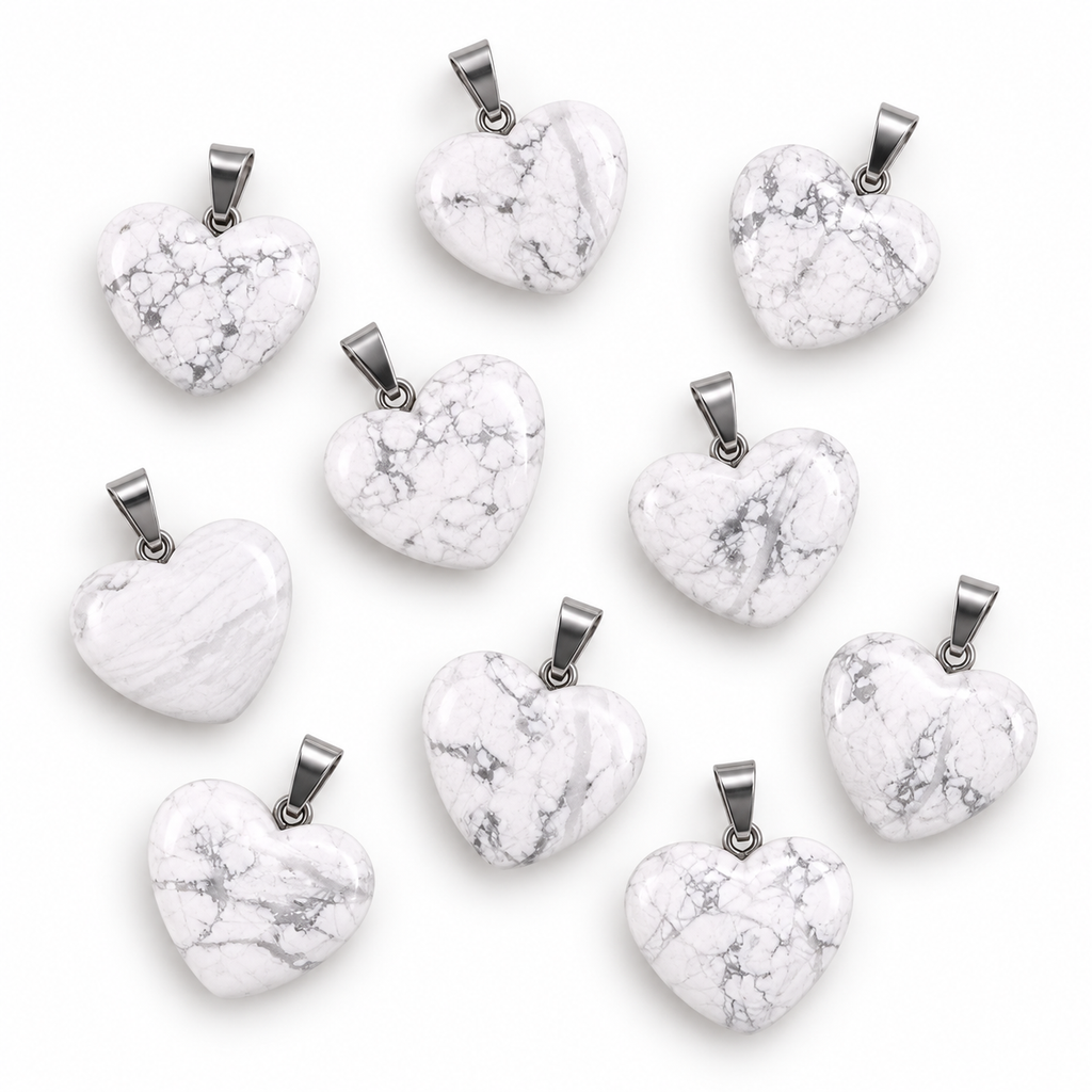 Howlite Heart Pendant — Stone variations