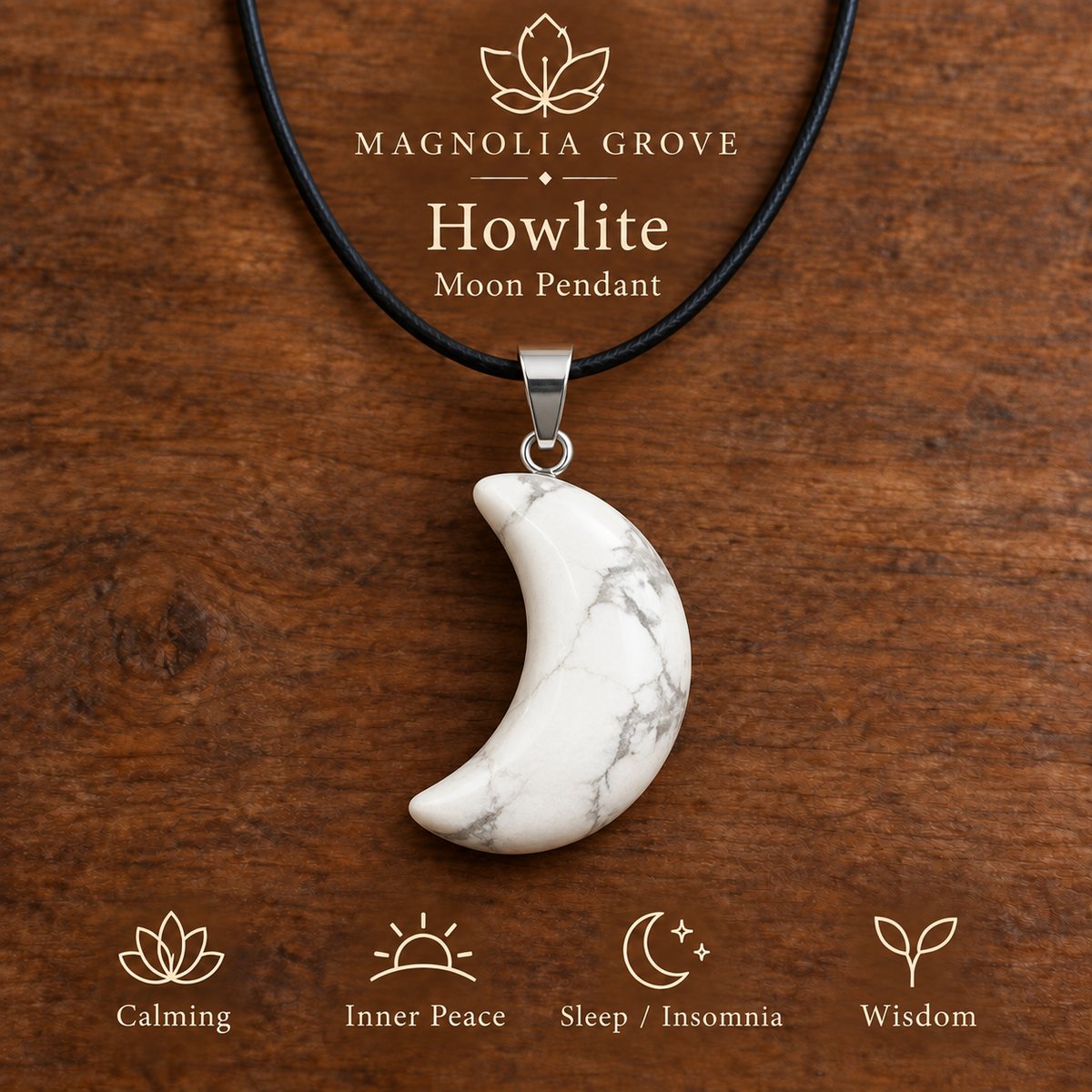 Howlite Moon Pendant — Main image