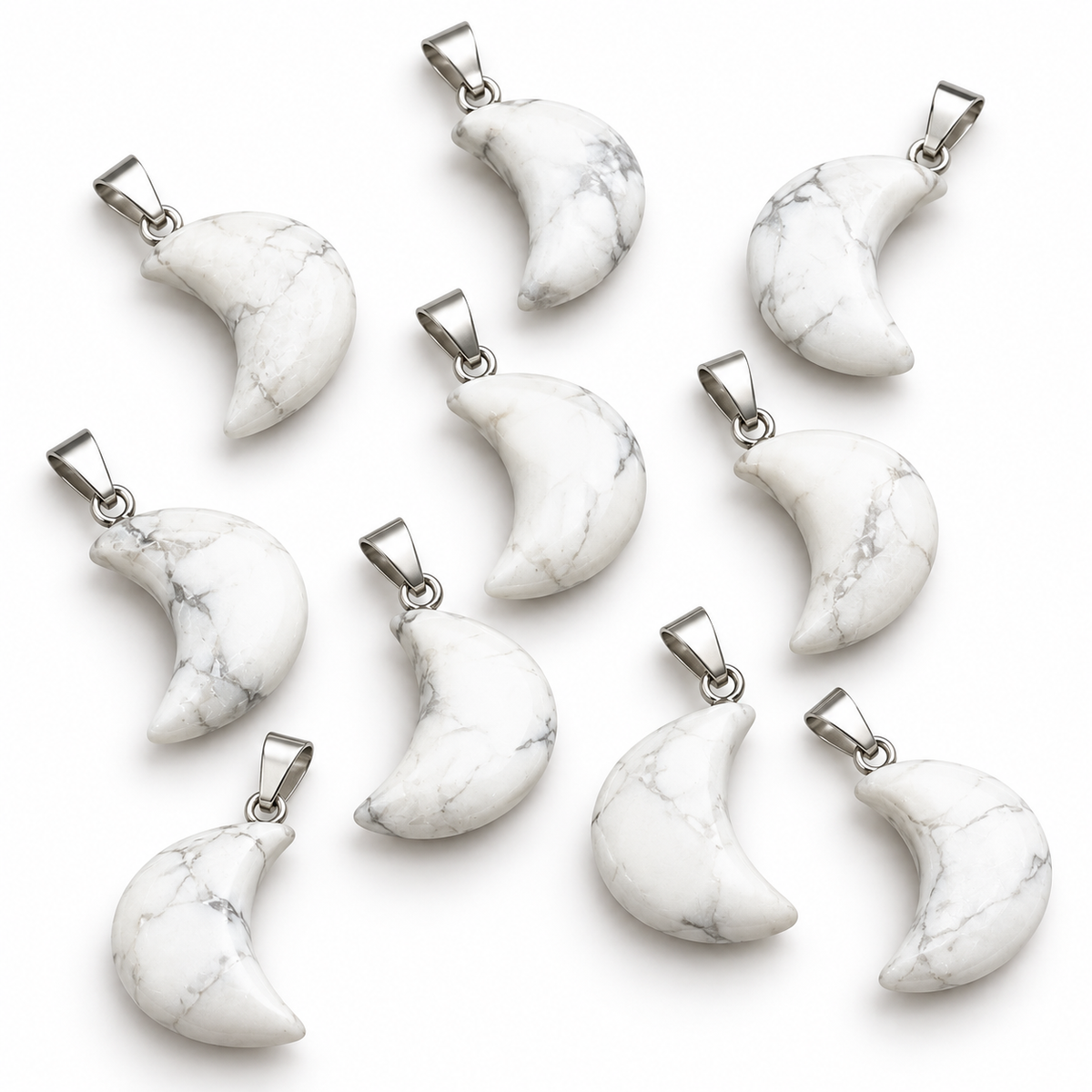 Howlite Moon Pendant — Stone variations