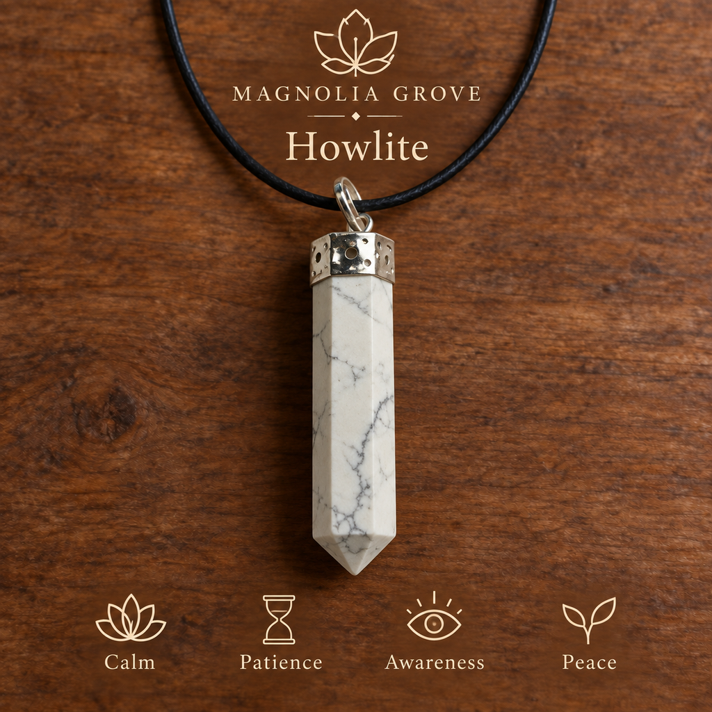 Howlite pencil pendant — main branded image