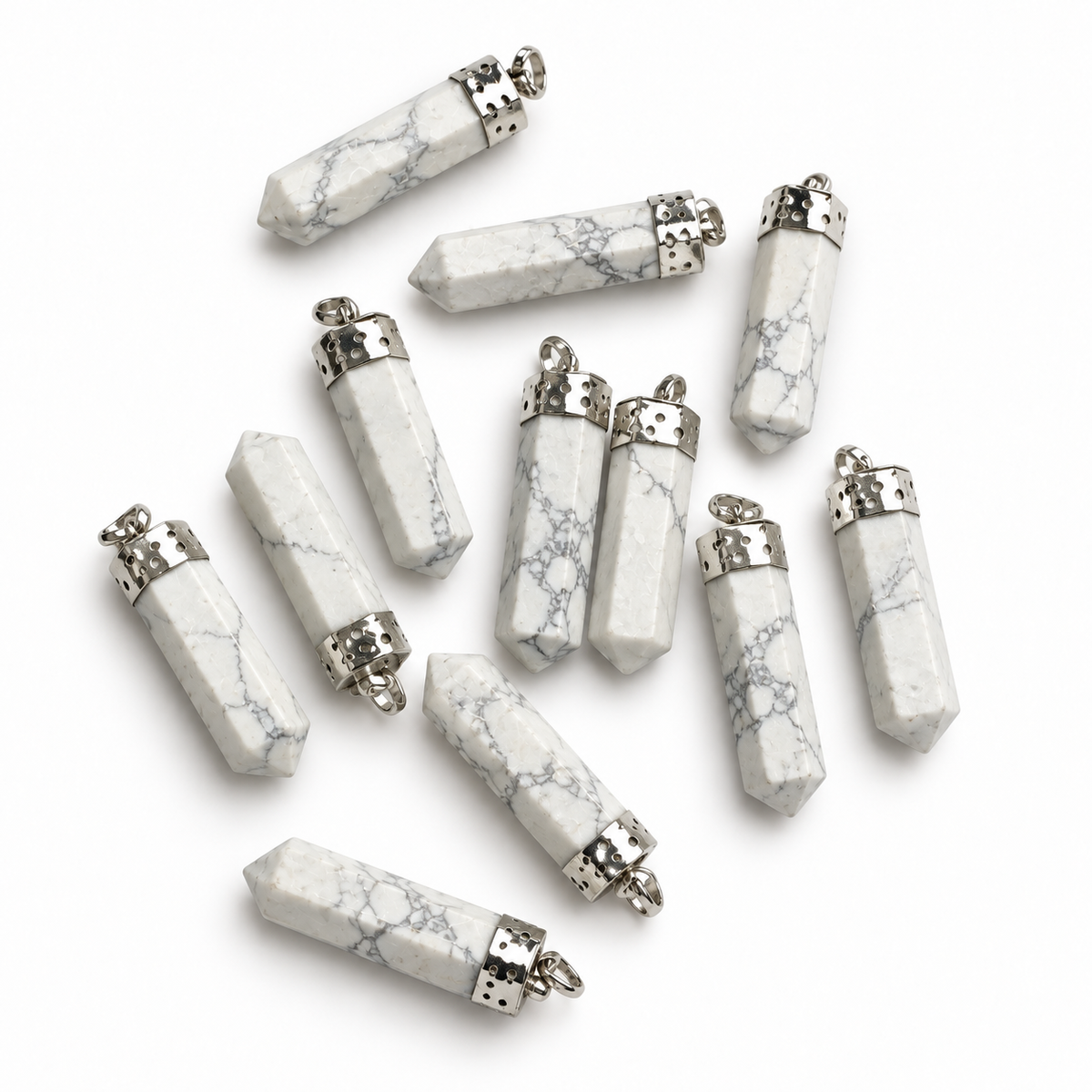 Howlite pencil pendant — color and pattern variations