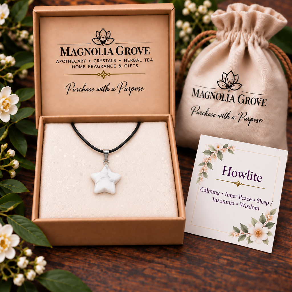 Howlite Star Pendant — Gift-box scene