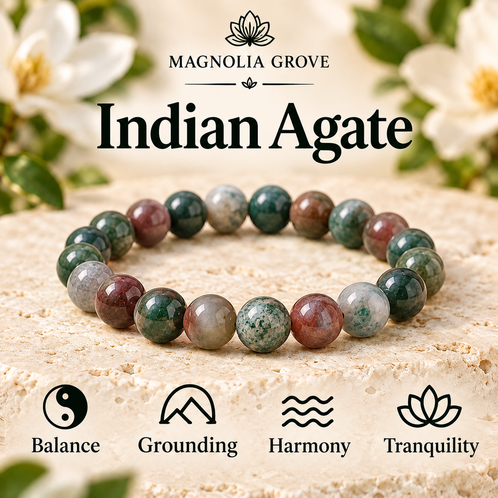 Indian Agate 8mm stretch bracelet hero