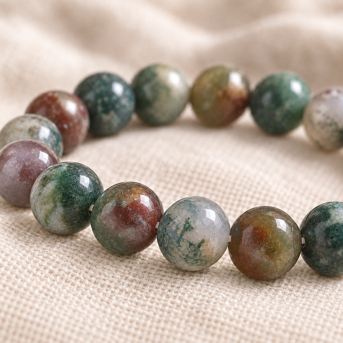 Indian Agate 8mm stretch bracelet macro