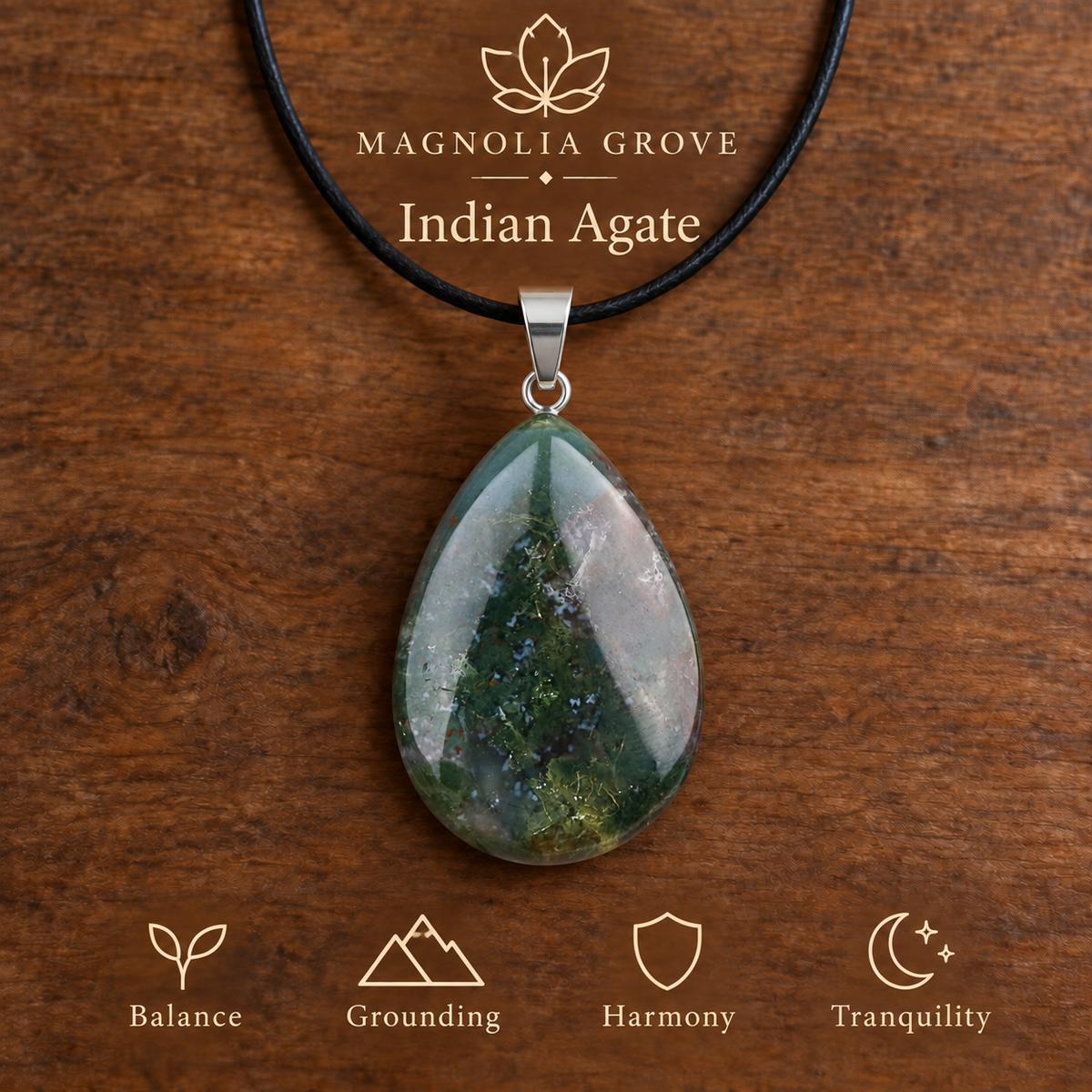 Indian Agate drop pendant — main