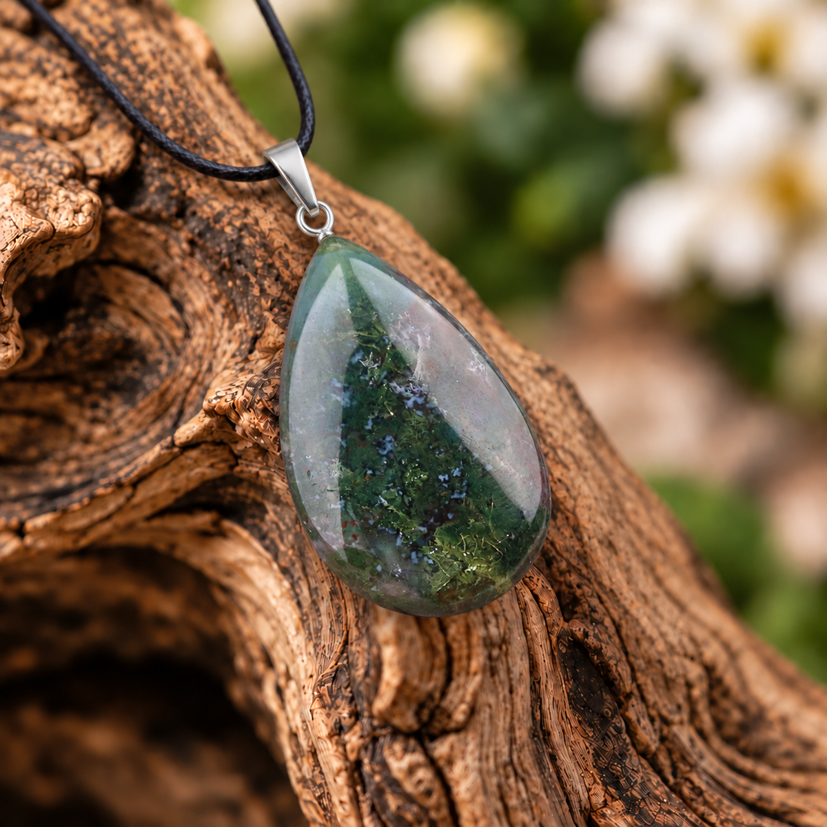Indian Agate drop pendant — closeup