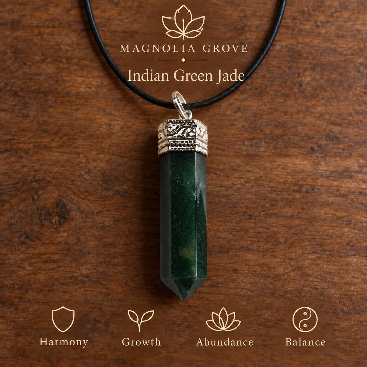 Indian Green Jade pencil pendant — main branded image