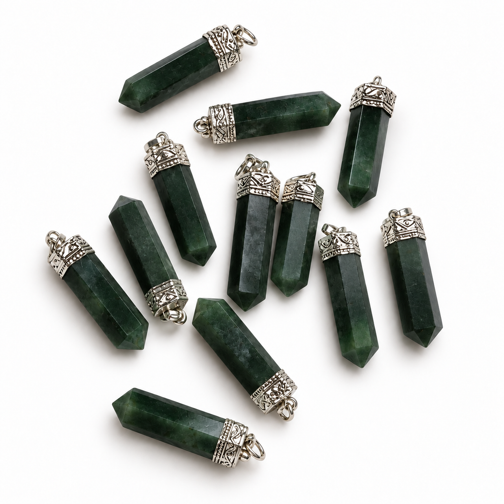 Indian Green Jade pencil pendant — color and pattern variations