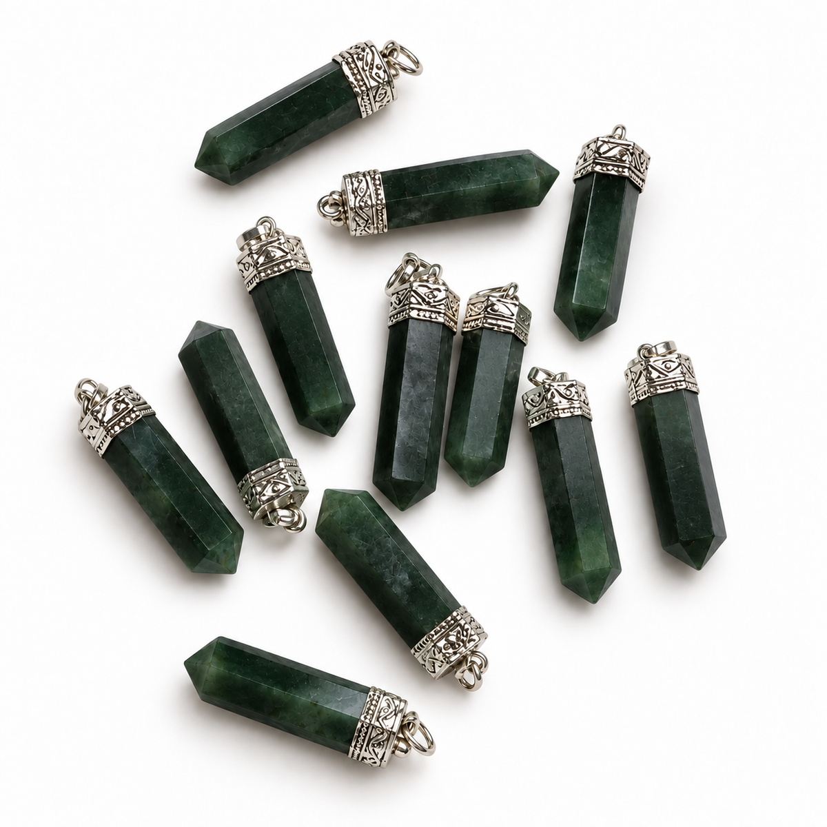 Indian Green Jade pencil pendant — color and pattern variations