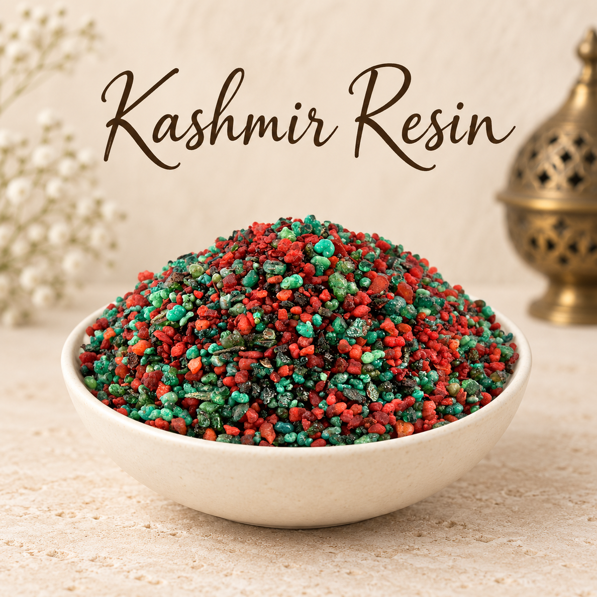 Kashmir Resin natural resin incense in an elegant ceramic bowl
