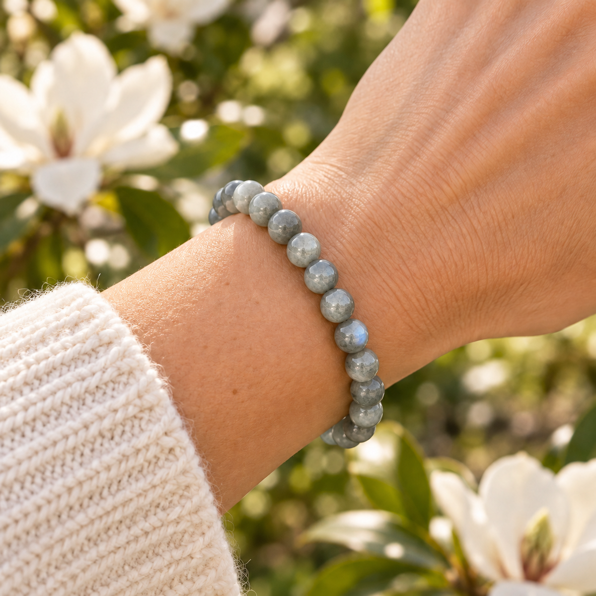 Labradorite 8mm stretch bracelet wrist